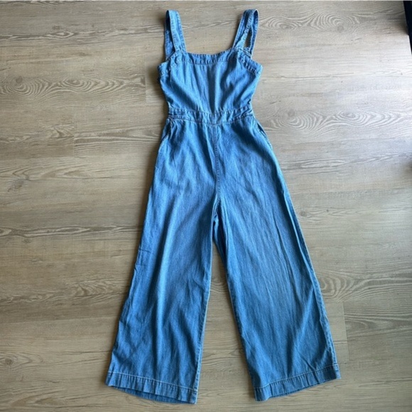 Madewell Denim Apron Bow-Back Jumpsuit size 00 - Picture 5 of 11